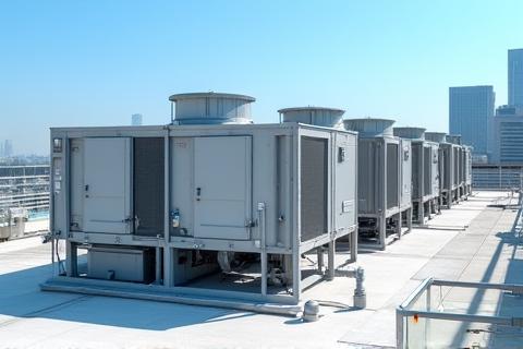 Rooftop commercial HVAC units on a building.